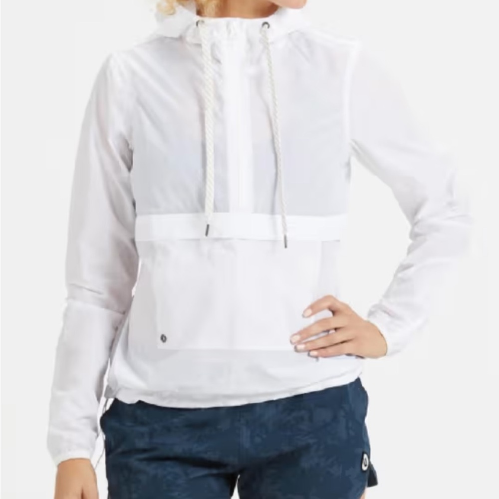 Vuori White Saltwater Anorak lightweight hoodie windbreaker 1/2 zip